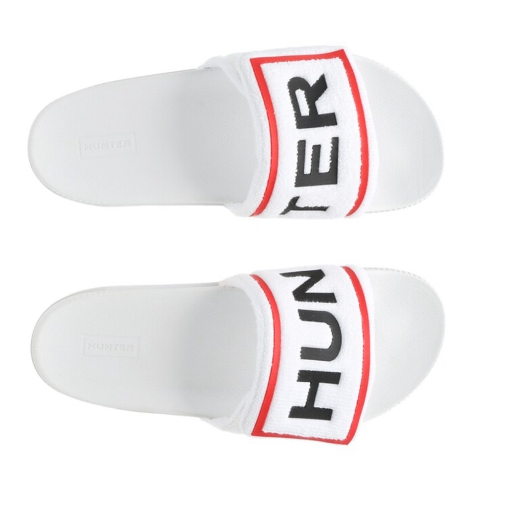 Hunter Terry Cloth Slides Sandals Slip On Logo Beach Rain Boots Brand - Picture 5 of 11